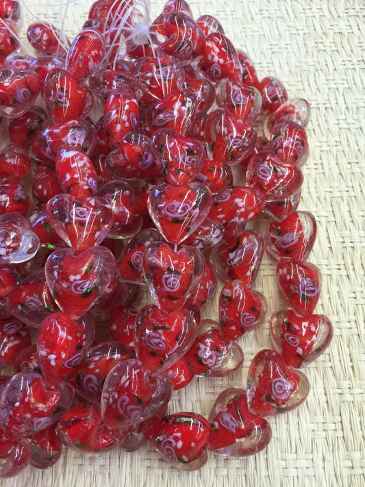 20mm x 20mm Lampwork Hearts LB16