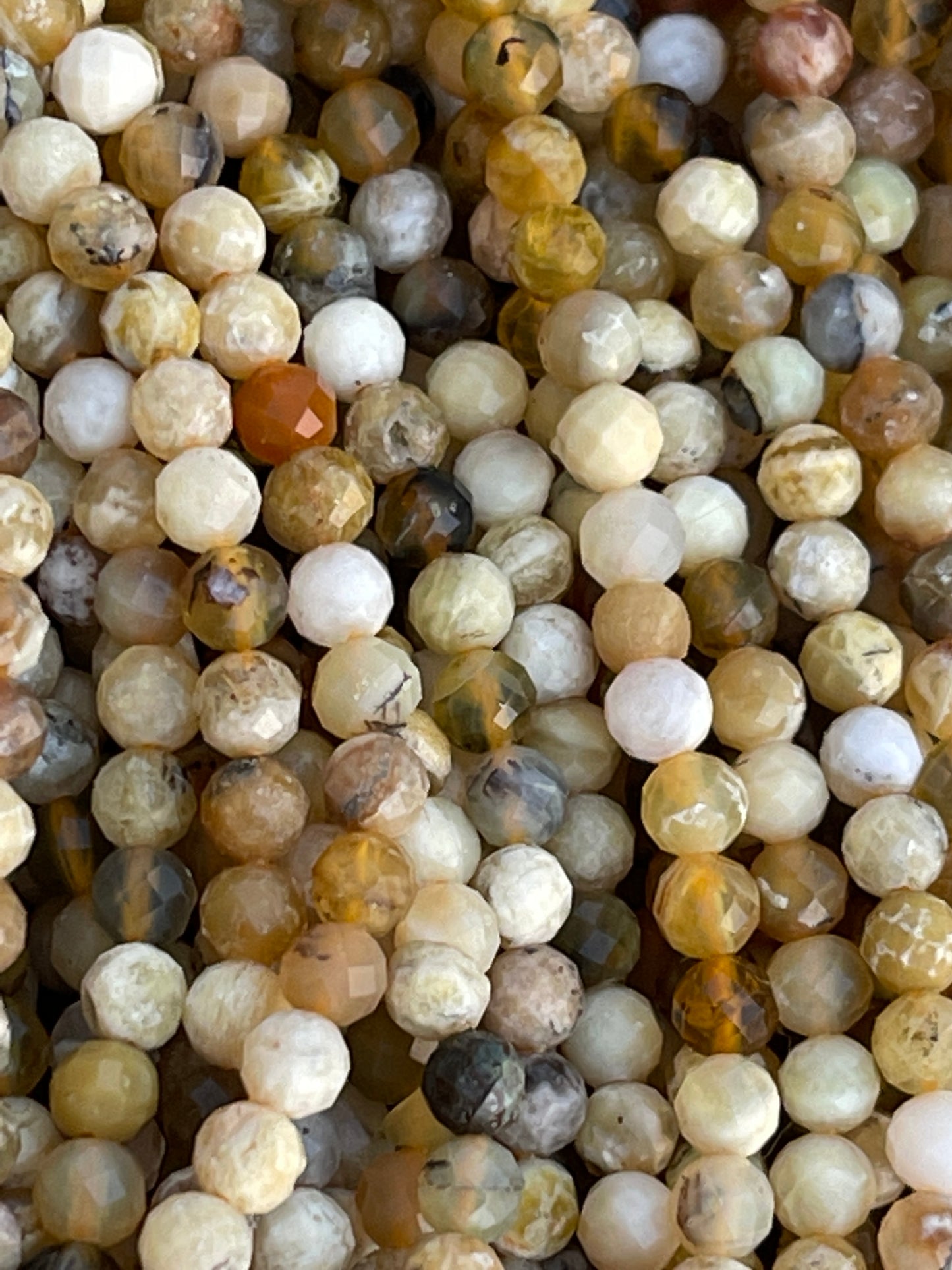 5mm Yellow Opel faceted round ball
