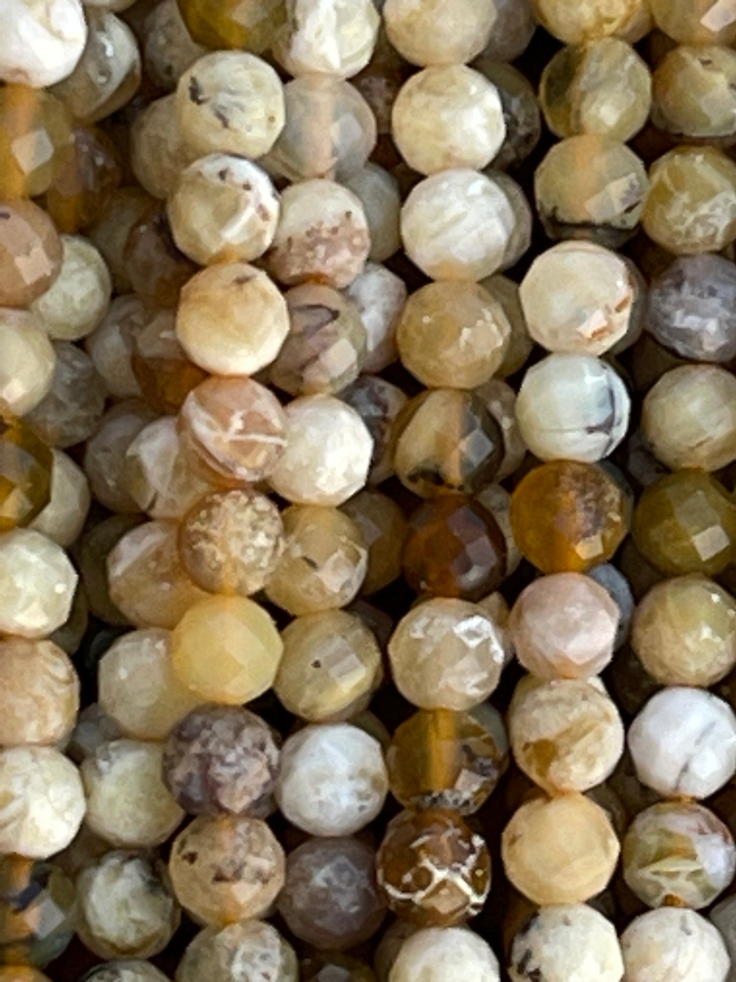 5mm Yellow Opel faceted round ball