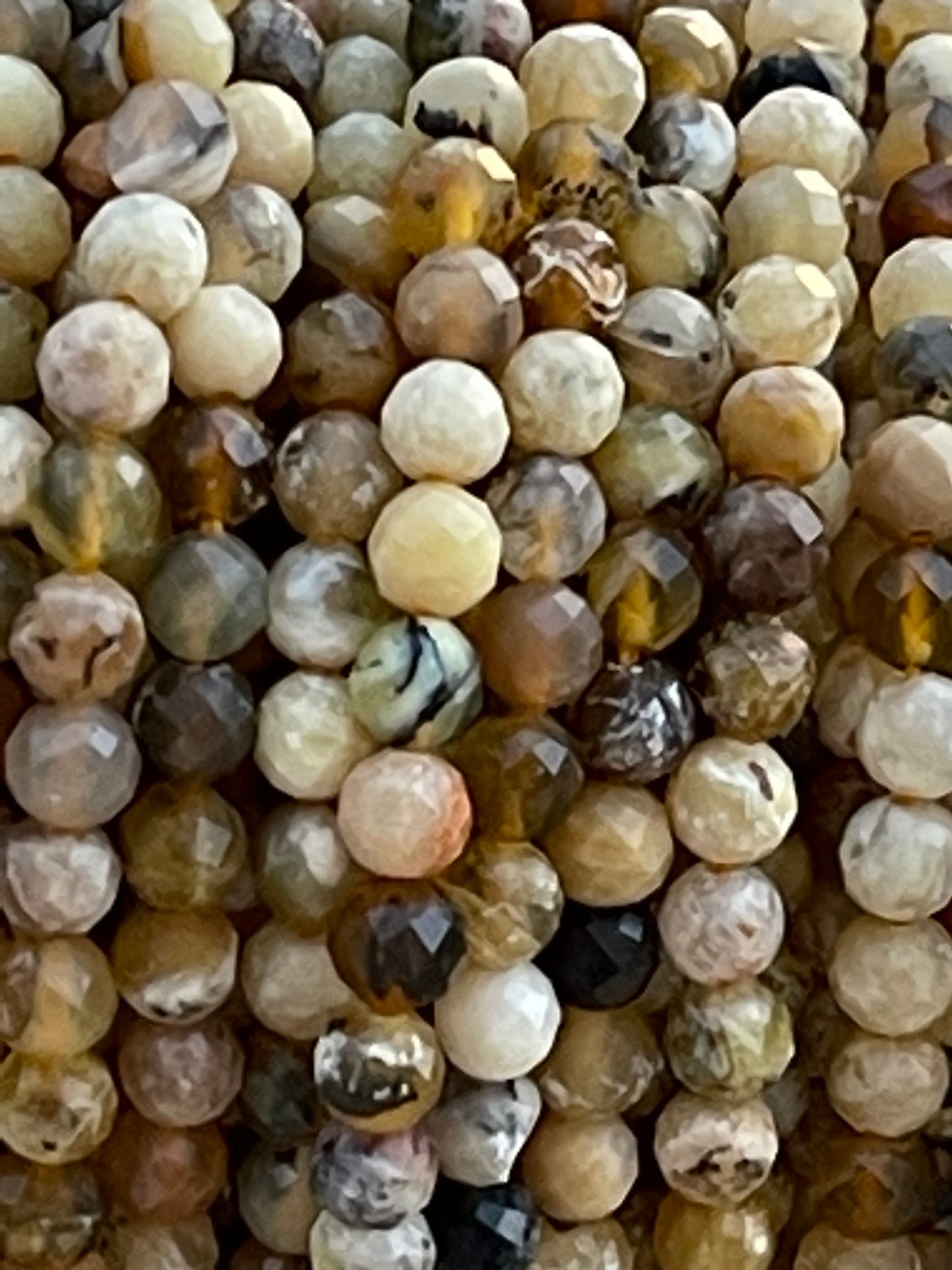 5mm Yellow Opel faceted round ball