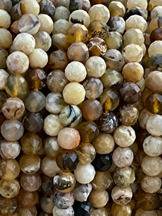 5mm  Yellow Opel faceted round ball